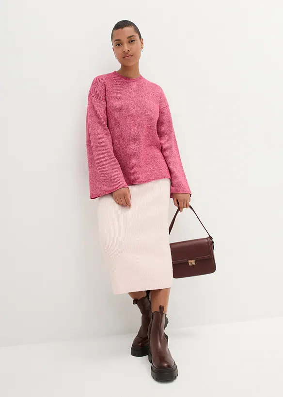 Boxy svetr z žebrované pleteniny, bonprix