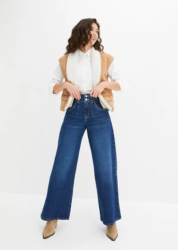 Džíny Wide Leg, High Waist, bonprix