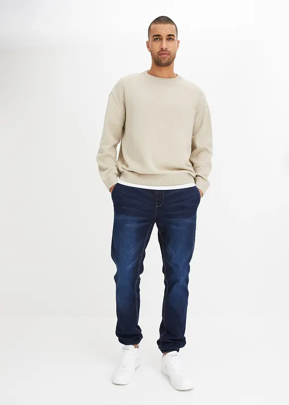 Strečové džíny bez zapínání Regular Fit, Tapered, bonprix