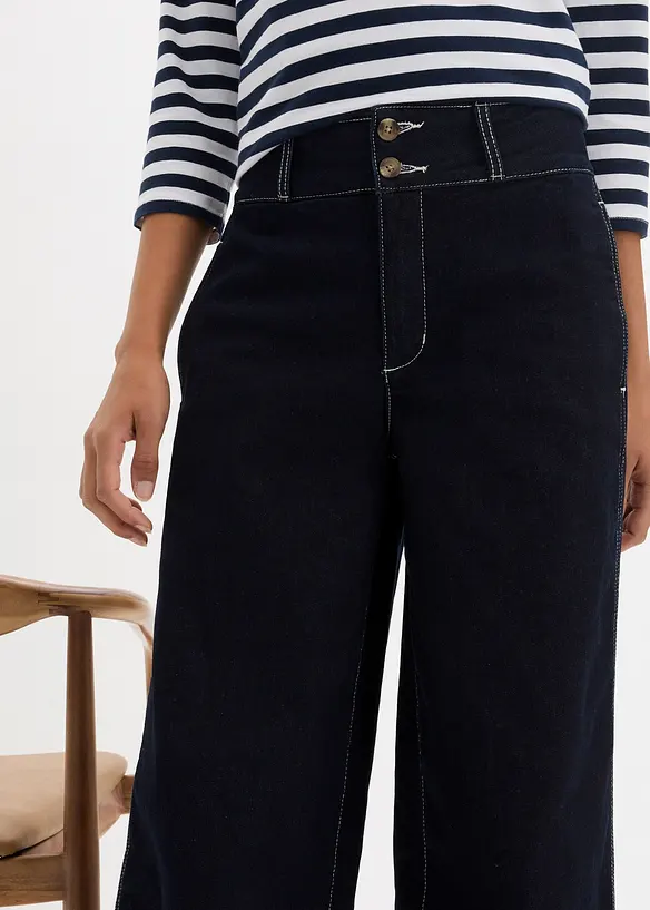 Strečové džíny High Waist se širokými nohavicemi, bonprix