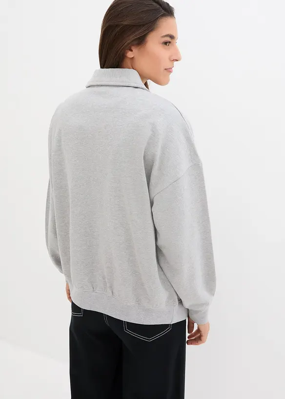 Oversize mikina s výstřihem do V a límcem polo, bonprix