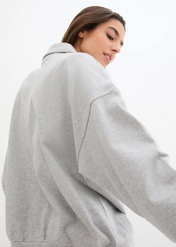 Oversize mikina s výstřihem do V a límcem polo, bonprix