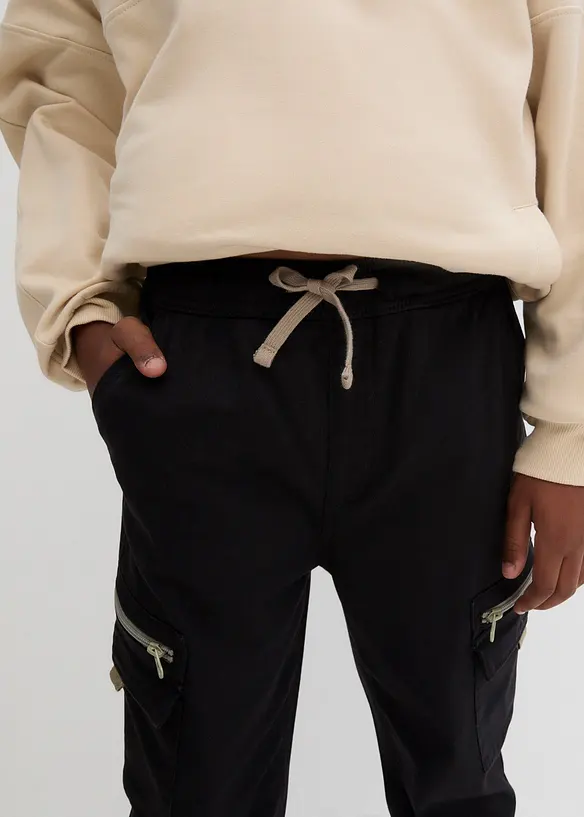 Cargo kalhoty bez zapínání, Regular Fit, z elastické bavlněné směsi, Straight, bonprix