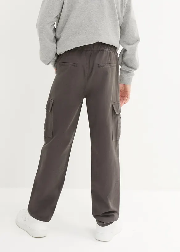 Cargo kalhoty bez zapínání, Straight, Loose Fit, z čisté bavlny, bonprix