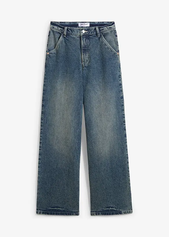 Džíny Wide Leg, High Waist, nízký podíl streče, bonprix