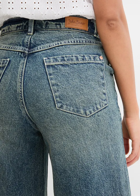 Džíny Wide Leg, High Waist, nízký podíl streče, bonprix