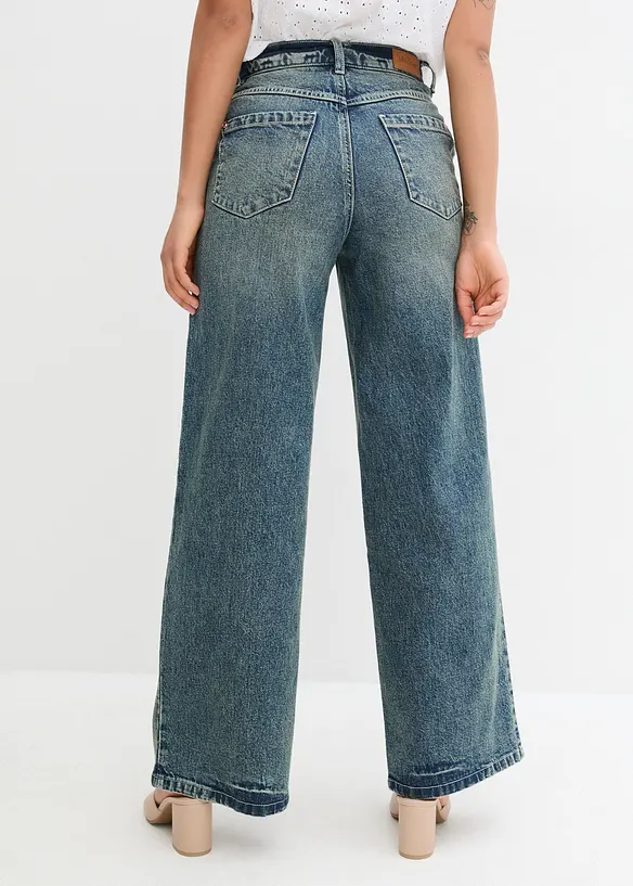 Džíny Wide Leg, High Waist, nízký podíl streče, bonprix
