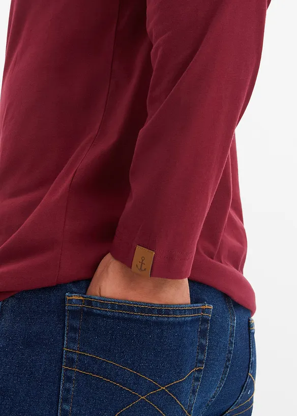 Henley tričko s dlouhým rukávem (2 ks v balení), z čisté organické bavlny, bonprix