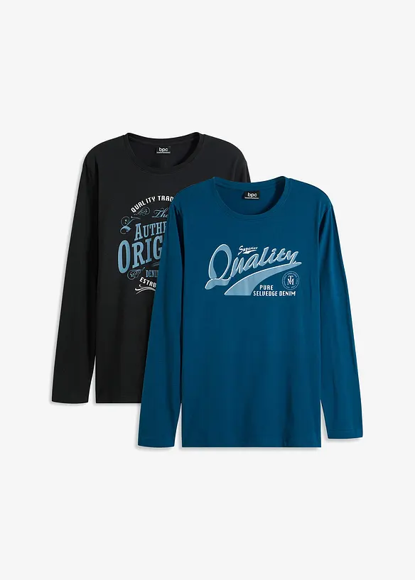 Tričko s dlouhým rukávem, z čisté organické bavlny (2 ks v balení), bonprix