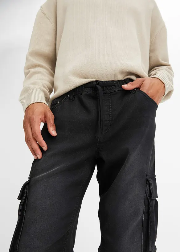 Džíny Slim Fit Straight, bez zapínání, z teplákoviny, bonprix