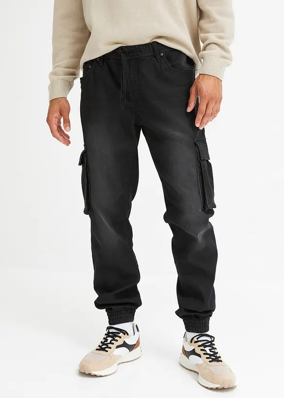 Džíny Slim Fit Straight, bez zapínání, z teplákoviny, bonprix