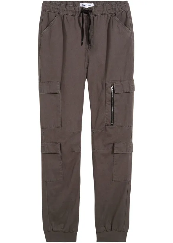 Cargo kalhoty bez zapínání, z čisté bavlny, Regular Fit, bonprix