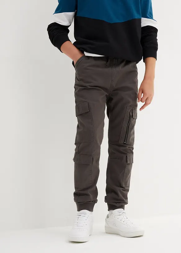 Cargo kalhoty bez zapínání, z čisté bavlny, Regular Fit, bonprix