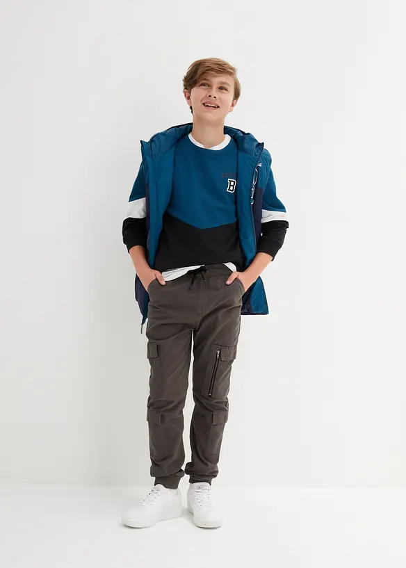 Cargo kalhoty bez zapínání, z čisté bavlny, Regular Fit, bonprix