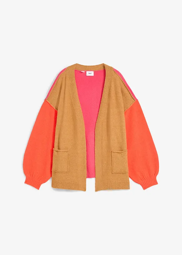 Oversized pletený kabátek ve vzhledu Color Blocking, bonprix