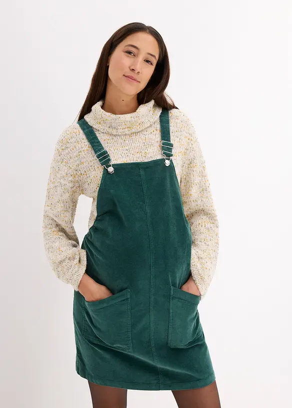 Těhotenské šaty z bavlněného manšestru se strečem, s laclem, bonprix