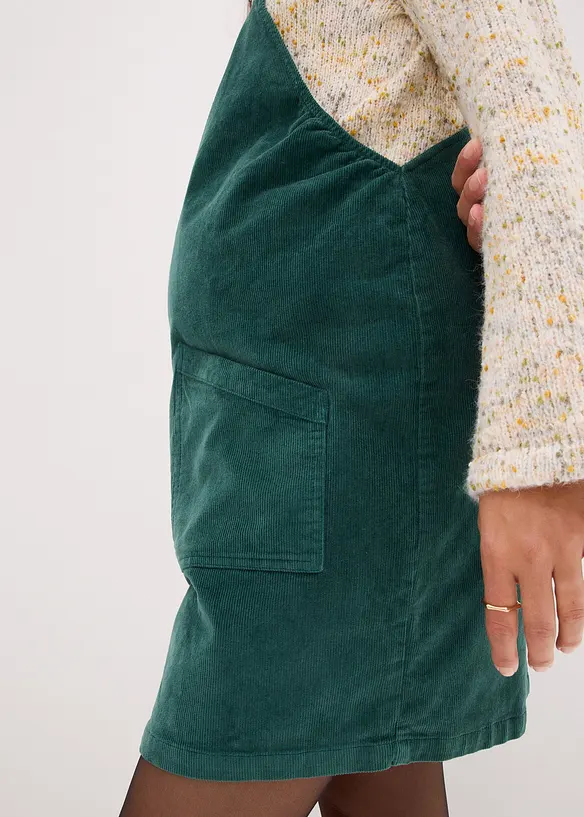 Těhotenské šaty z bavlněného manšestru se strečem, s laclem, bonprix