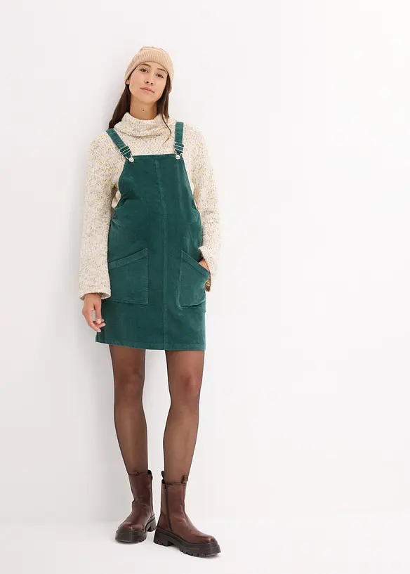 Těhotenské šaty z bavlněného manšestru se strečem, s laclem, bonprix