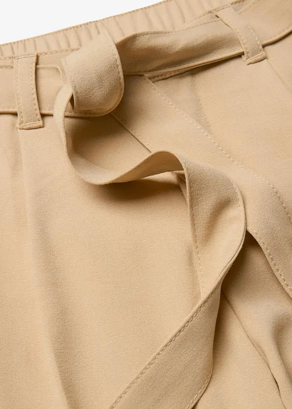 Kalhoty se z&aacute;hyby v&nbsp;pase, ze směsi s&nbsp;visk&oacute;zou, bonprix