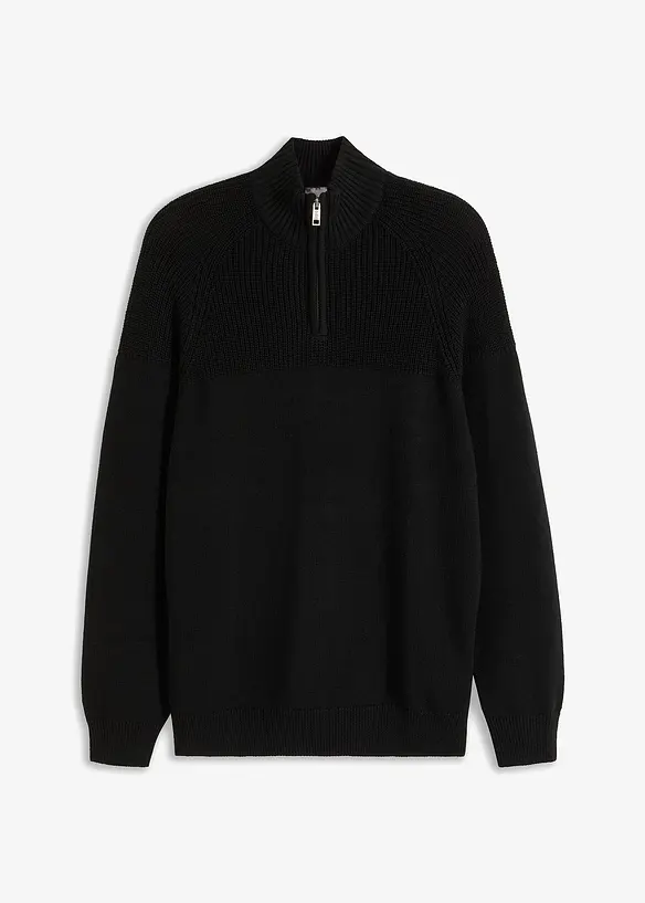 Svetr s límcem na zip, s obsahem bavlny, bonprix