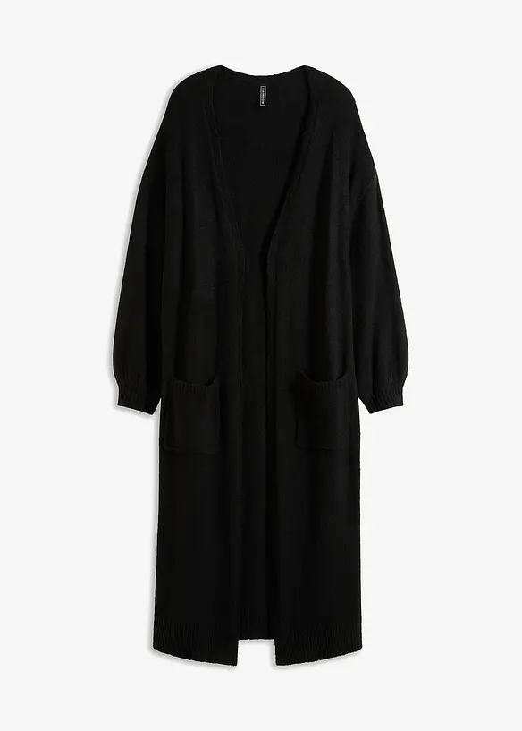 Oversize pletený kabátek v délce midi, bonprix