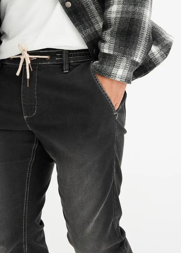 Džínové joggingové kalhoty s pohodlným pasem, Regular Fit Tapered, bonprix
