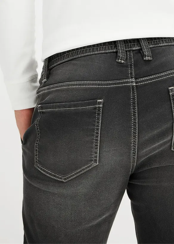 Džínové joggingové kalhoty s pohodlným pasem, Regular Fit Tapered, bonprix