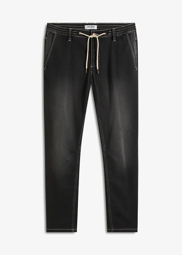 Džínové joggingové kalhoty s pohodlným pasem, Regular Fit Tapered, bonprix