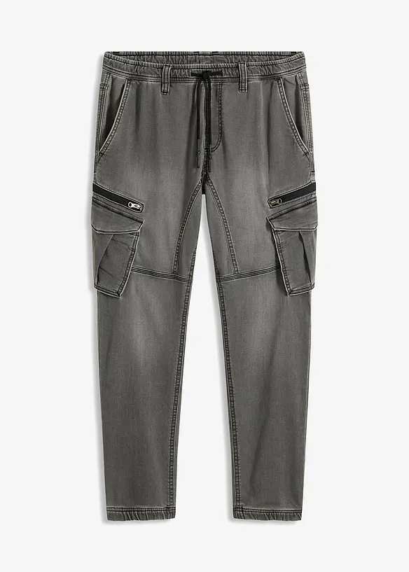 Teplákové džíny s cargo kapsami, Regular Fit, Straight, bonprix