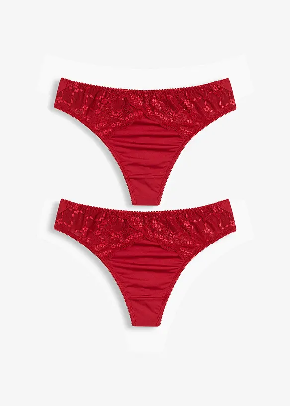 Vysoké kalhotky string s lesklým materiálem (2 ks v balení), bonprix