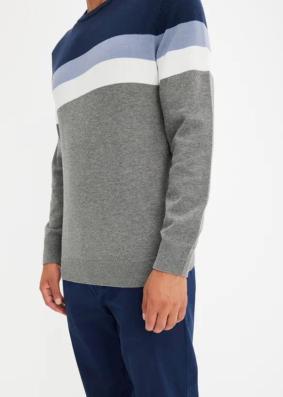 Jemně pletený svetr s Colorblocking s bavlnou, bonprix