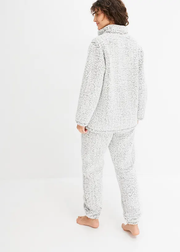 Oblek na doma z medvídkového flísu, bonprix