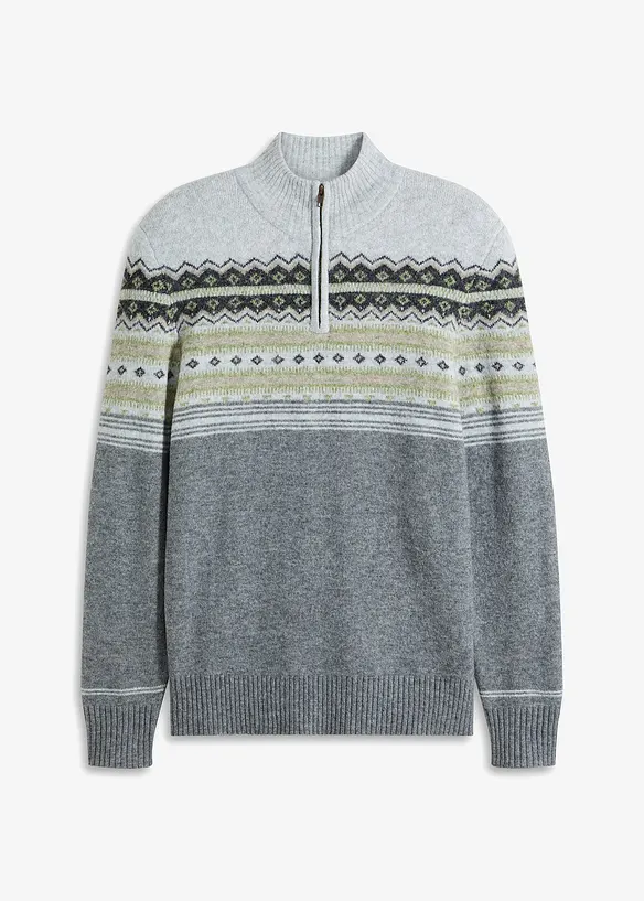 Svetr s norským vzorem a stojáčkem, bonprix