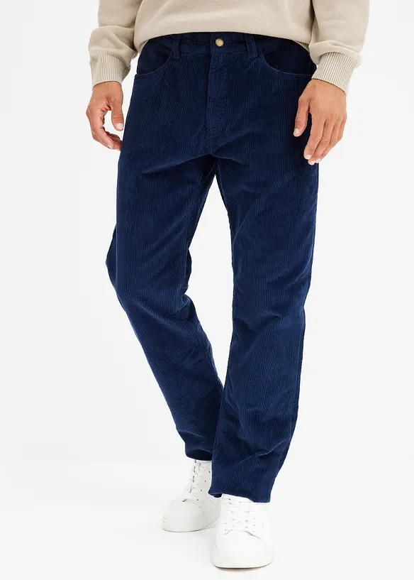 Termo manšestrové kalhoty s flanelovou podšívkou, Straight, Relaxed Fit, bonprix