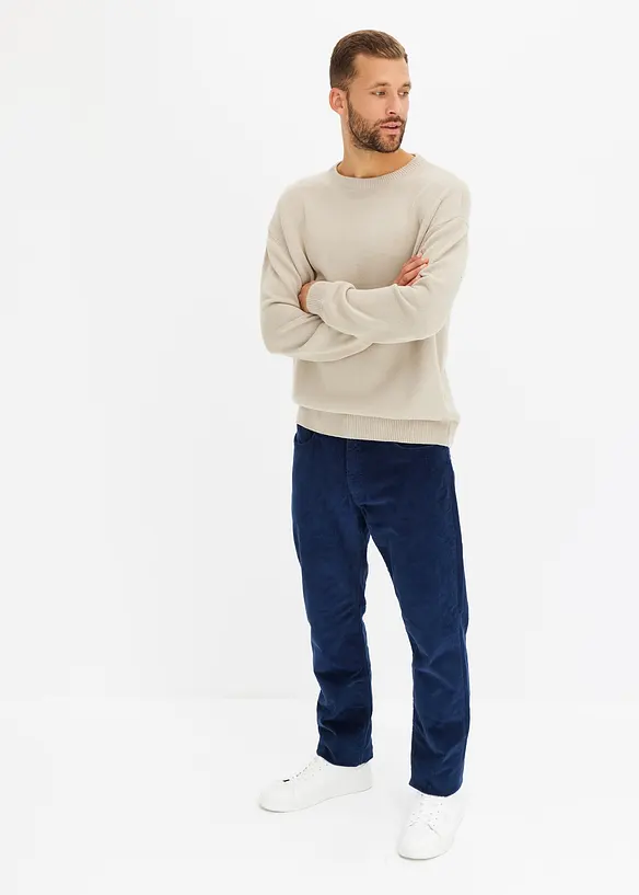 Termo manšestrové kalhoty s flanelovou podšívkou, Straight, Relaxed Fit, bonprix