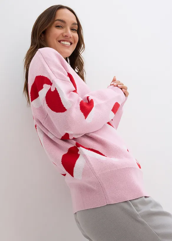 Oversize svetr z&nbsp;jemn&eacute; pleteniny, s&nbsp;kulat&yacute;m v&yacute;střihem, bonprix