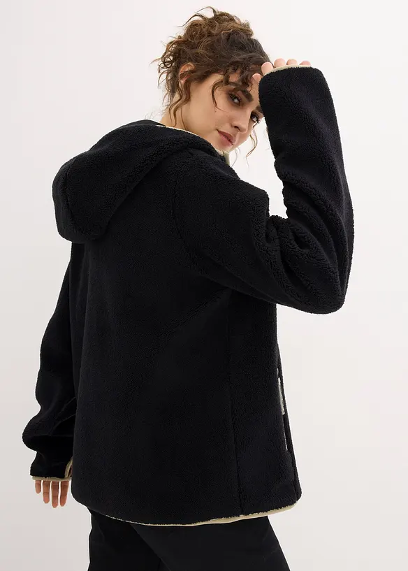 Mikina na zap&iacute;n&aacute;n&iacute; s kapuc&iacute;, z ply&scaron;ov&eacute;ho fl&iacute;su, bonprix