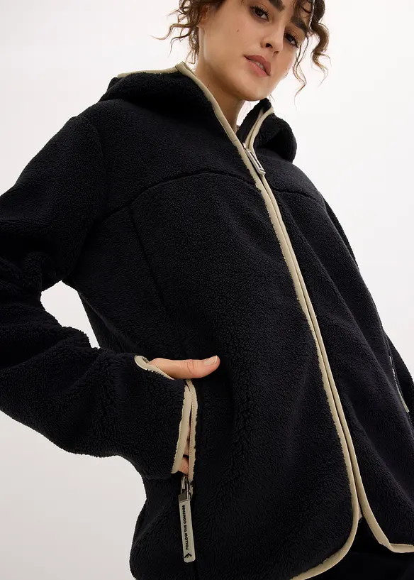 Mikina na zap&iacute;n&aacute;n&iacute; s kapuc&iacute;, z ply&scaron;ov&eacute;ho fl&iacute;su, bonprix