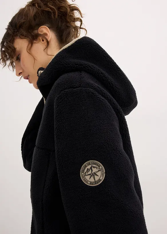 Mikina na zap&iacute;n&aacute;n&iacute; s kapuc&iacute;, z ply&scaron;ov&eacute;ho fl&iacute;su, bonprix