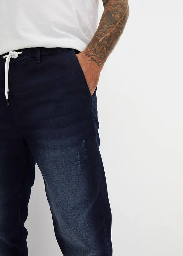Teplákové džíny bez zapínání, Regular Fit, Straight, bonprix