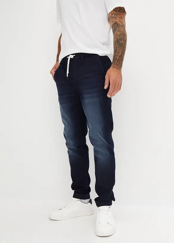 Teplákové džíny bez zapínání, Regular Fit, Straight, bonprix