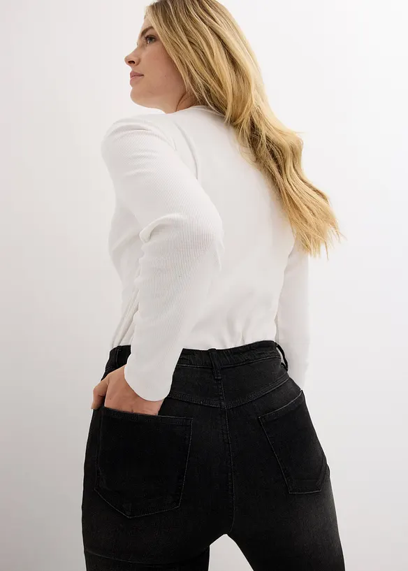 Džíny Bootcut, High Waist, pohodlná pasovka, bonprix