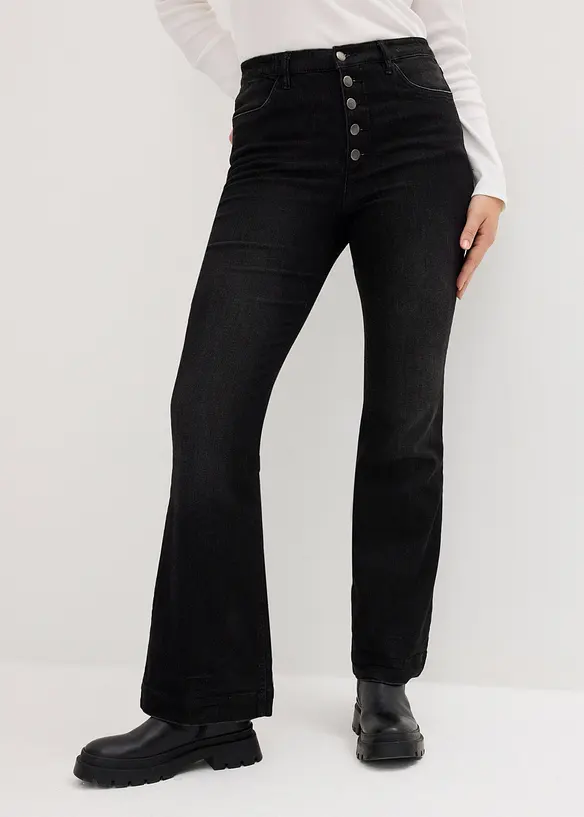 Džíny Bootcut, High Waist, pohodlná pasovka, bonprix