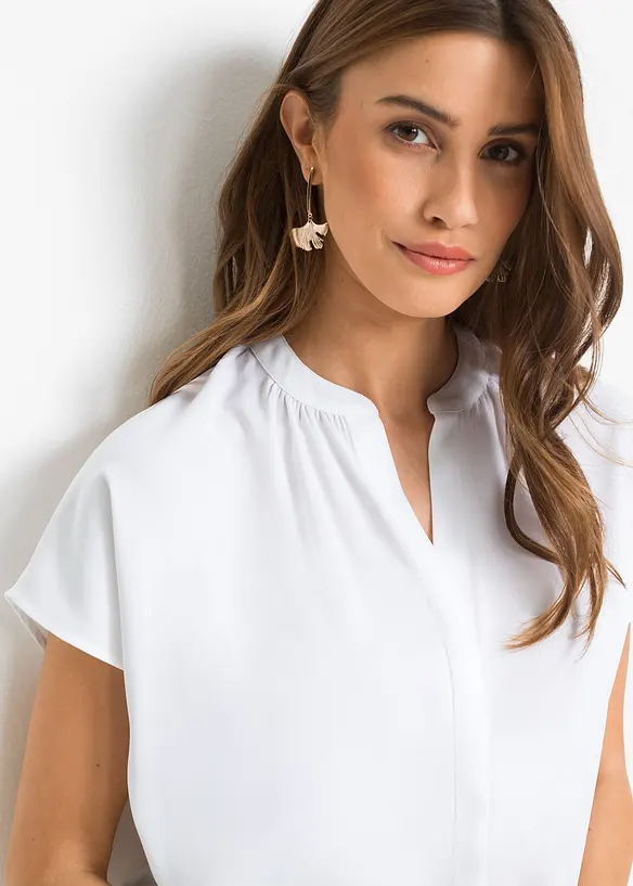 Halenka se skrytou knoflíkovou légou, krátký rukáv, bonprix