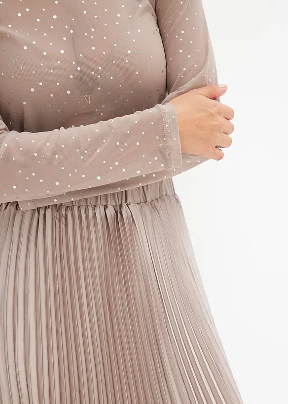 Tričko s dlouhým rukávem ze třpytivé síťoviny, bonprix