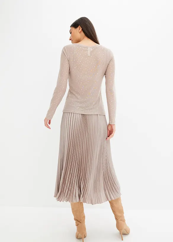 Tričko s dlouhým rukávem ze třpytivé síťoviny, bonprix