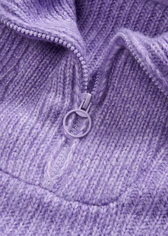 Žebrovaný svetr s límečkem na zip, bonprix