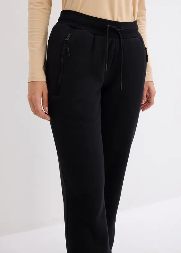 Joggingové kalhoty s podšívkou z medvídkového flísu, široký střih, bonprix