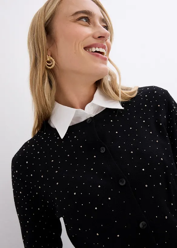 Pleten&yacute; kab&aacute;tek se třpytiv&yacute;mi kam&iacute;nky, bonprix