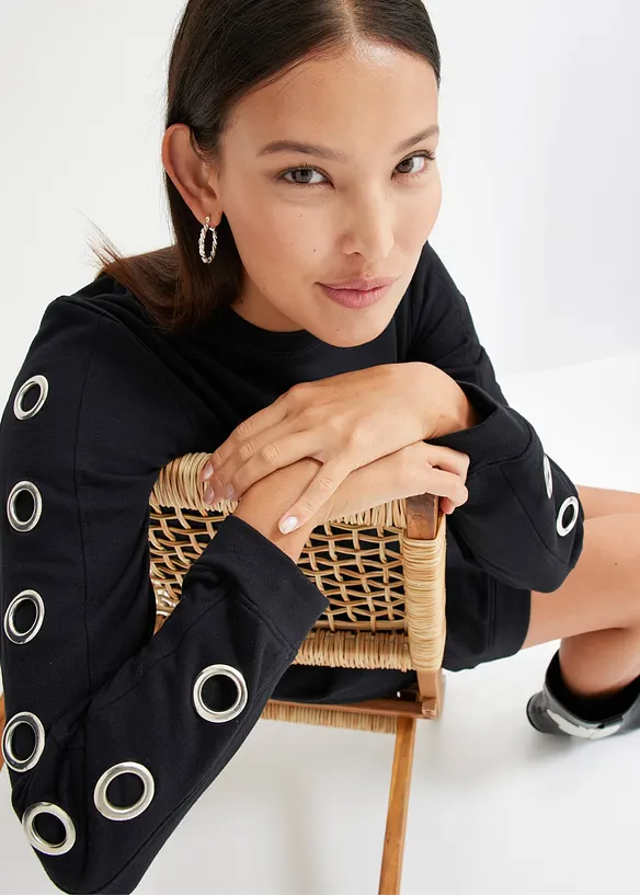 Mikinové šaty s očky, bonprix